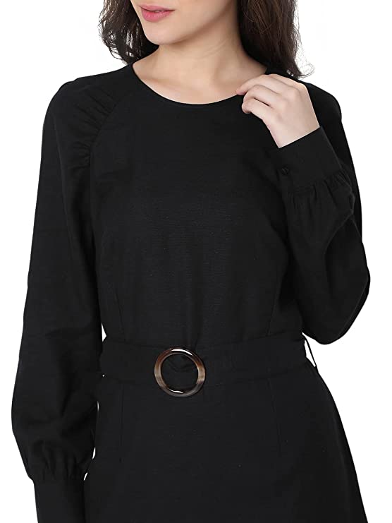 VERO MODA Solid Viscose Round Neck Womens Mini Dress - Image 4